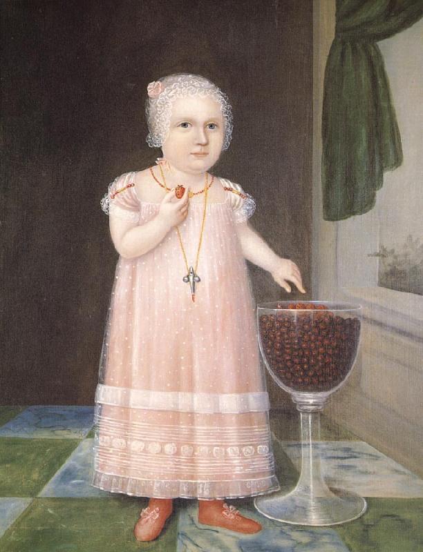 Johnson Joshua Little Girl in Pink with Goblet Filled with Strawberries:A Portrait oil painting image